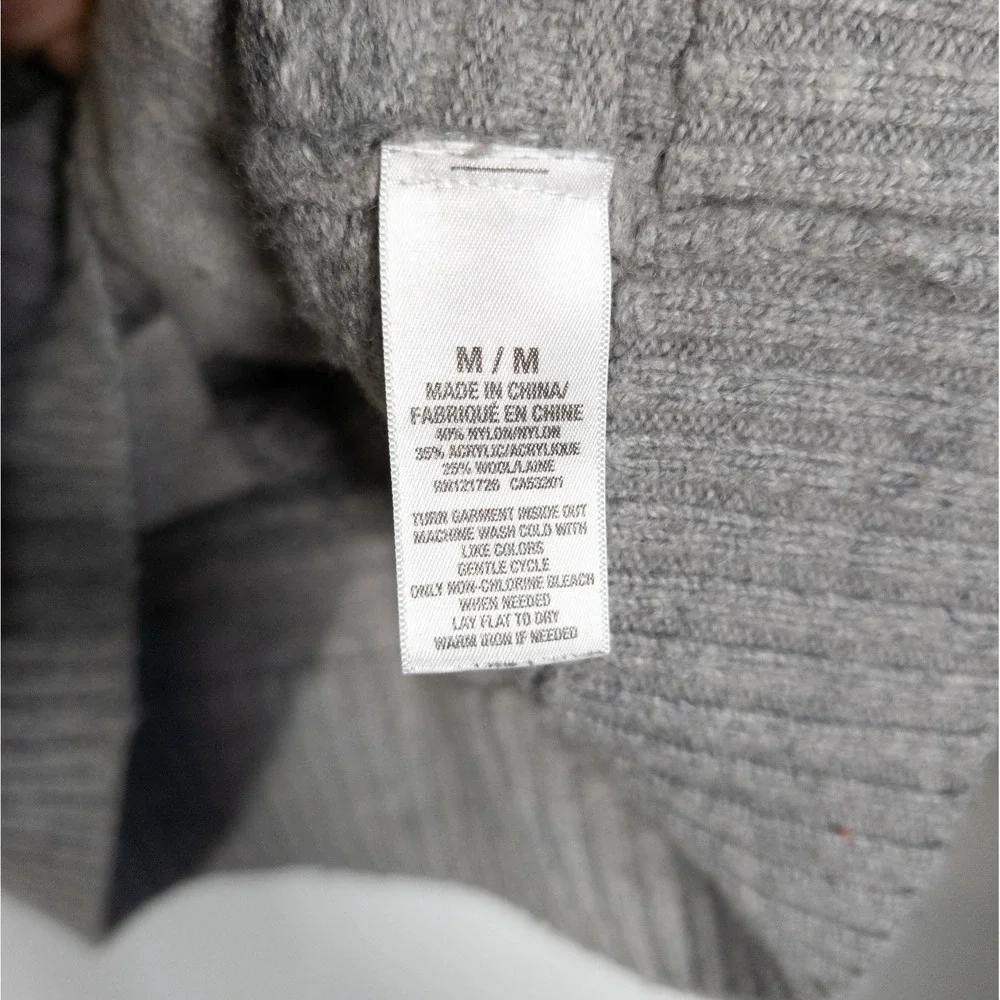 Aeropostal Men's Cardigan Sweater Retro Gray Fair Isle Knit Wool Sz M
